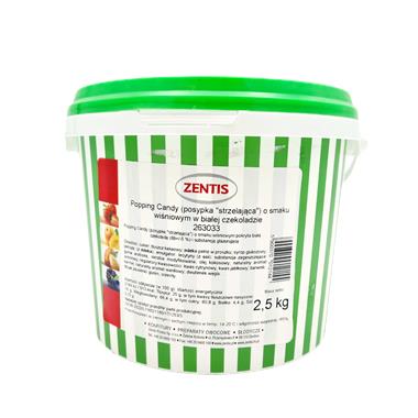 Popping Candy (posypka strzelająca) o smaku wiśniowym w białej czekoladzie - ZENTIS